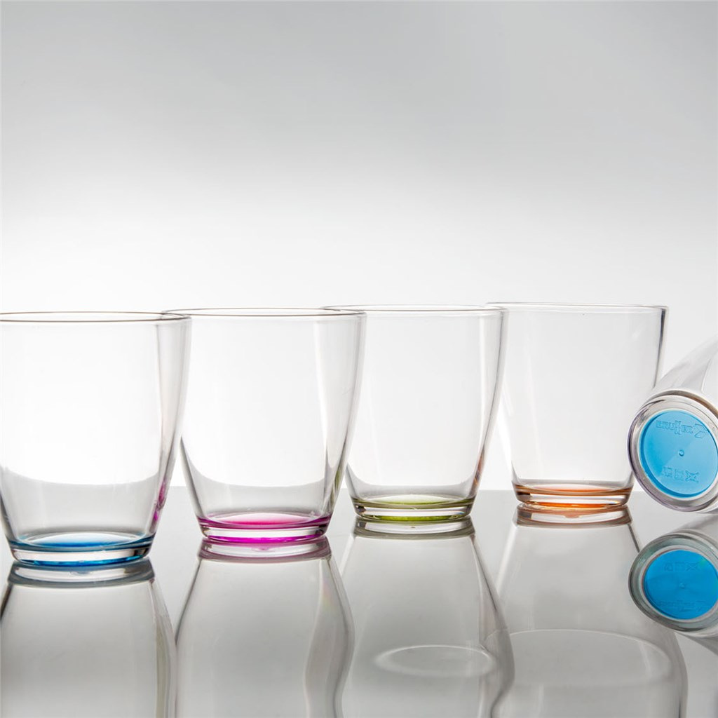Set 4 Bicchieri Colorati Brunner Tahiti - Con Anello Antiscivolo, Plastica Alimentare, Lavastoviglie